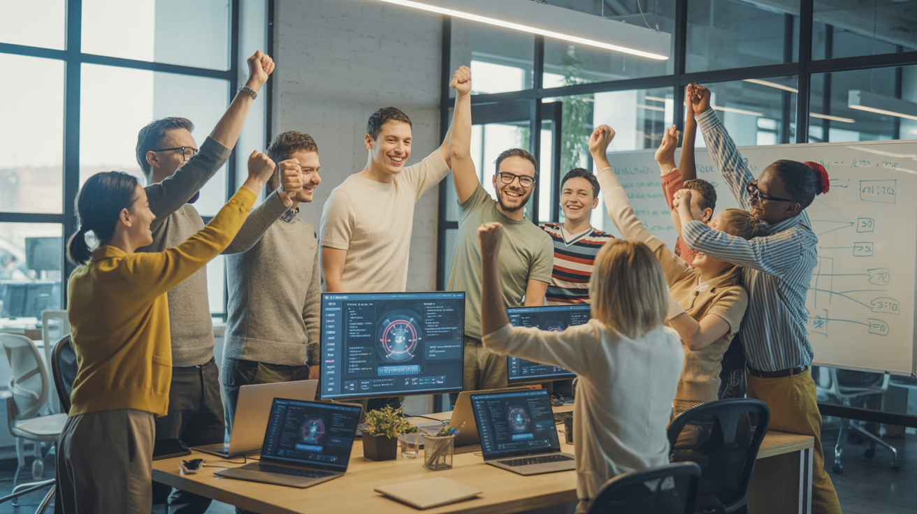 Small lean AI team succeeding in modern office